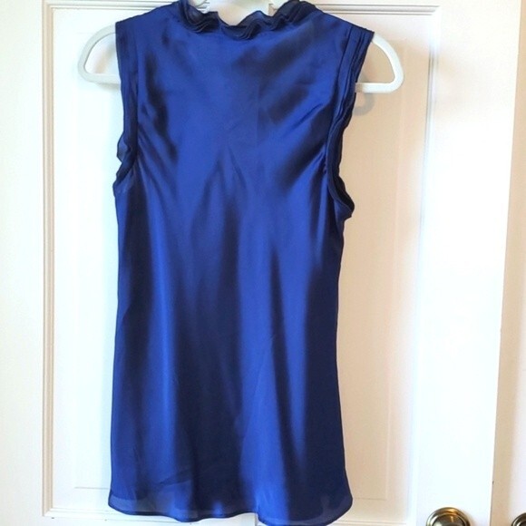 SPENSE BLUE SATIN BIAS CUT SLEEVELESS BLOUSE SIZE MEDIUM - Picture 5 of 7